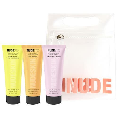 <p><a href="https://go.redirectingat.com?id=74968X1596630&url=https%3A%2F%2Fwww.sephora.com%2Fproduct%2Fnudestix-nudeskin-3-step-citrus-renew-set-for-makeup-P475143&sref=https%3A%2F%2F" rel="nofollow noopener" target="_blank" data-ylk="slk:Shop Now;elm:context_link;itc:0;sec:content-canvas" class="link rapid-noclick-resp">Shop Now</a></p><p>NUDESKIN 3-Step: Citrus Renew Set For Makeup</p><p>sephora.com</p><p>$24.00</p>