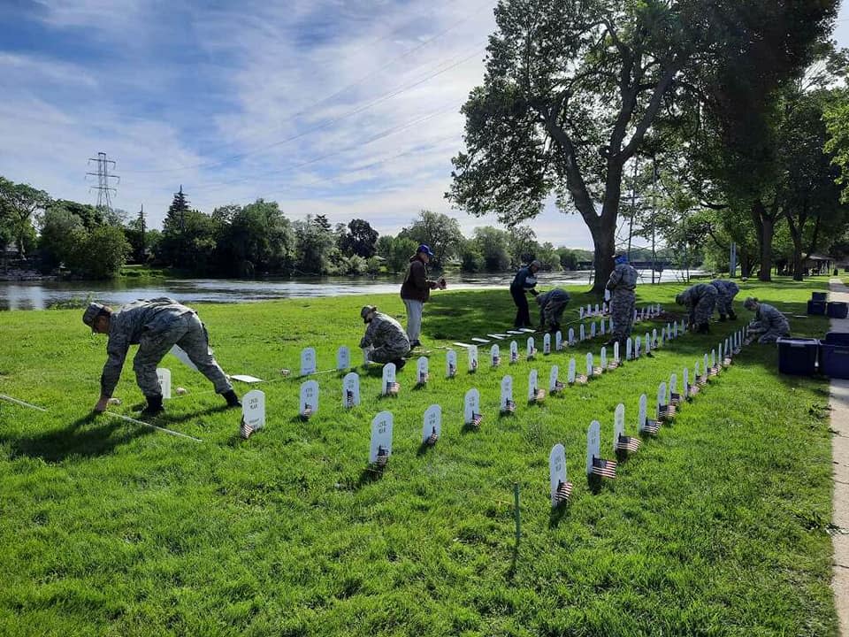 AmVets 1942 setting up the tombstones in 2021. Provided by Corl-Gaynier Amvests Post 1942