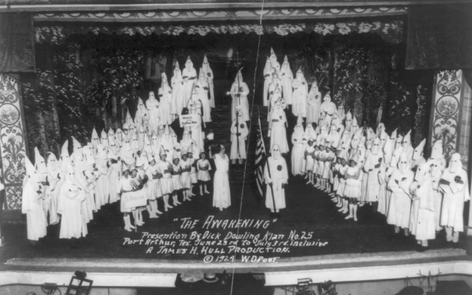 <p>The Awakening, a presentation by Dick Dowling This theatrical production featured the rise of the Ku Klux Klan on June. 1924. (Photo: Universal History Archive/Getty Images) </p>