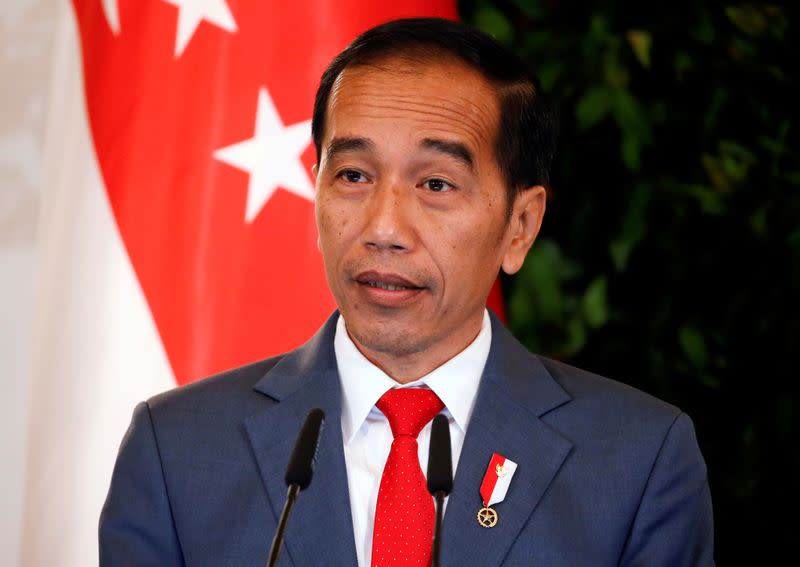 FILE PHOTO: Indonesia's President Joko Widodo speaks at the Istana in Singapore