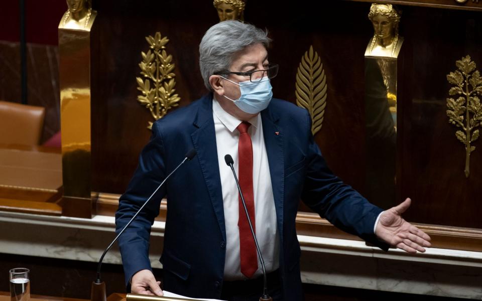 French leftist Unbowed France leader Jean-Luc Mélenchon addresses MPs over new lockdown measures - IAN LANGSDON/EPA-EFE/Shutterstock 