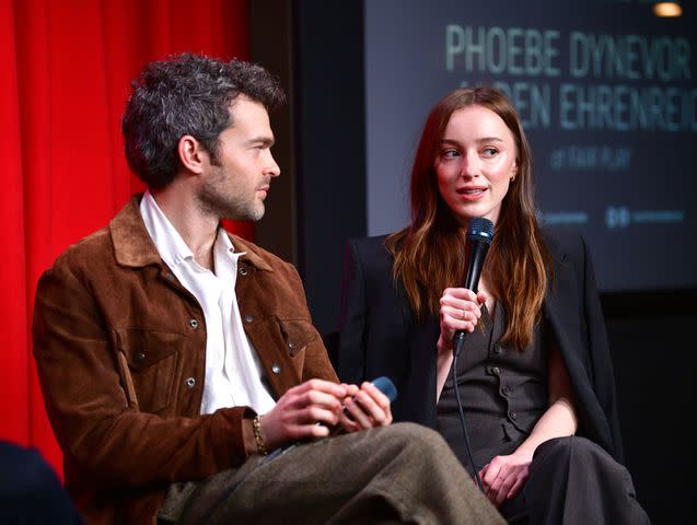 <p>Araya Doheny/Getty</p> Alden Ehrenreich and Phoebe Dynevor at a screening of Fair Play