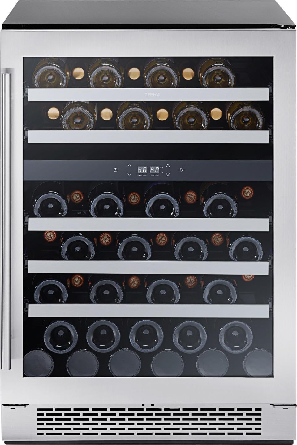 Zephyr Presrv Dual-Zone wine cooler; price upon request. zephyronline.com