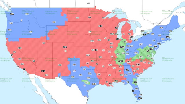 If you're in the green, you'll get Colts vs. Commanders on TV