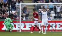 Britain Football Soccer - Swansea City v Middlesbrough - Premier League - Liberty Stadium - 2/4/17 Swansea City's Tom Carroll looks dejected after a missed chance Action Images via Reuters / Andrew Boyers Livepic