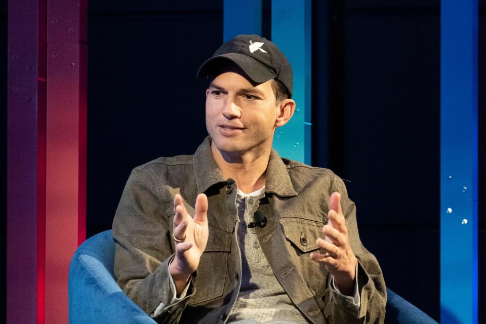 Ashton Kutcher at a media event in 2021.