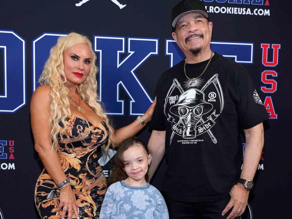 <p>Bennett Raglin/Getty</p> Coco Austin, Chanel Nicole Marrow and Ice-T attend the 13th Annual Rookie USA Fashion Show in September 2023 in New York City