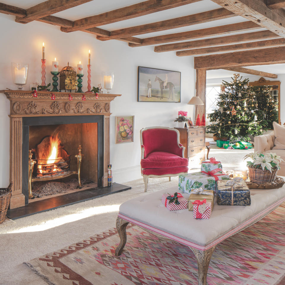 Sussex farmhouse fireplace in drawing room