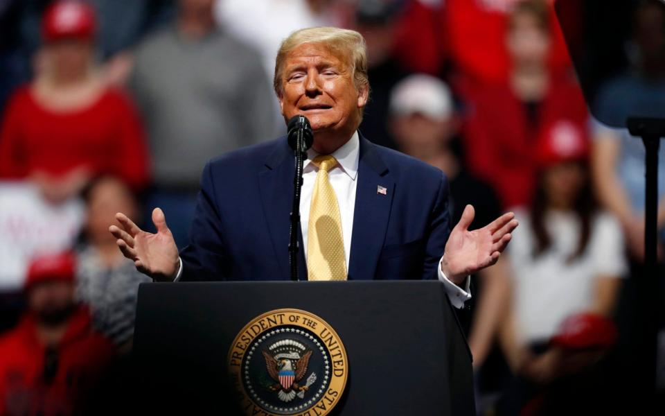 President Donald Trump speaks at a campaign rally in Colorado Springs - AP