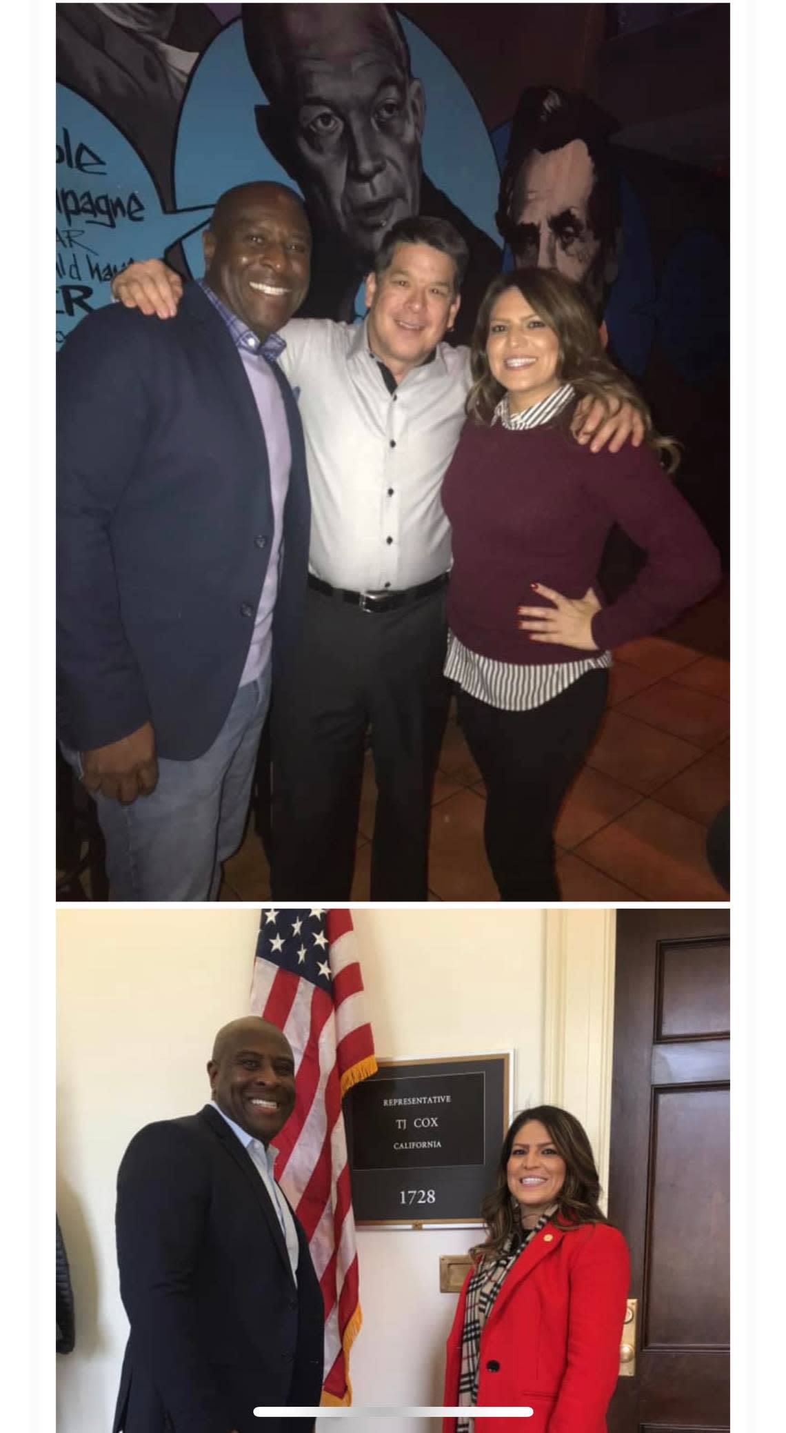 A screenshot of photos used in a news release sent out by Mark Pazin’s campaign team in the race for the 27th District California state assembly seat.