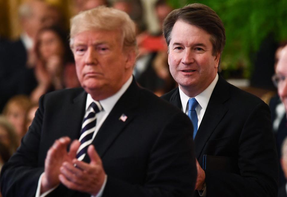 Then-President Donald Trump during the 2018 swearing-in ceremony of Brett Kavanaugh to the Supreme Court.