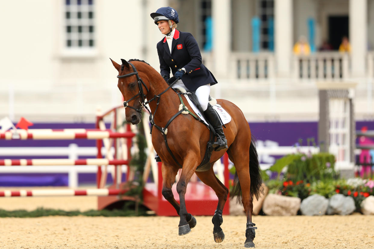 LONDON, ENGLAND - JULY 31:  Zara Phillips of Great Britain riding High Kingdom in action in the Show Jumping Eventing Equestrian event on Day 4 of the London 2012 Olympic Games at Greenwich Park on July 31, 2012 in London, England.  (Photo by Cameron Spencer/Getty Images)