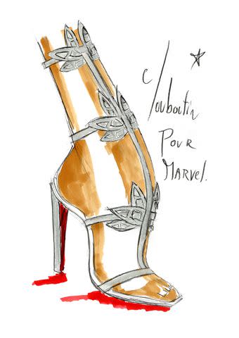 <p>Courtesy of Christian Louboutin</p> Sea Queen Gladiator Sandals sketch