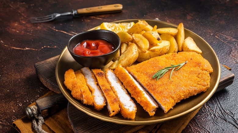 Wiener schnitzel on plate