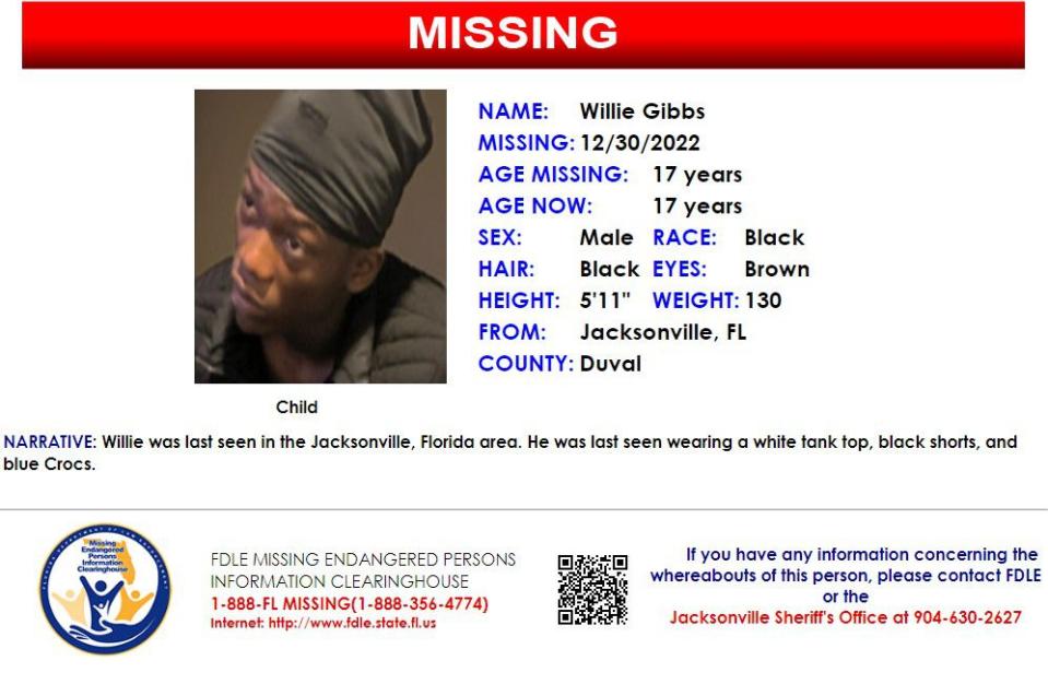 Willie Gibbs was reported missing from Jacksonville on Dec. 30, 2022.
