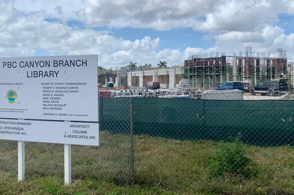 The Canyon Branch Library west of Boynton Beach is being built near the amphitheater of the Canyon Town Center off Boynton Beach Boulevard and Lyons Road.