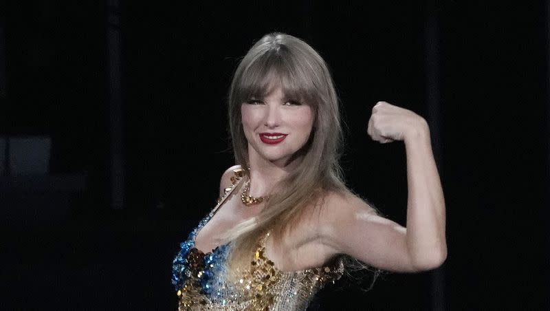 Taylor Swift performs during “The Eras Tour,” Monday, Aug. 7, 2023, at SoFi Stadium in Los Angeles. 