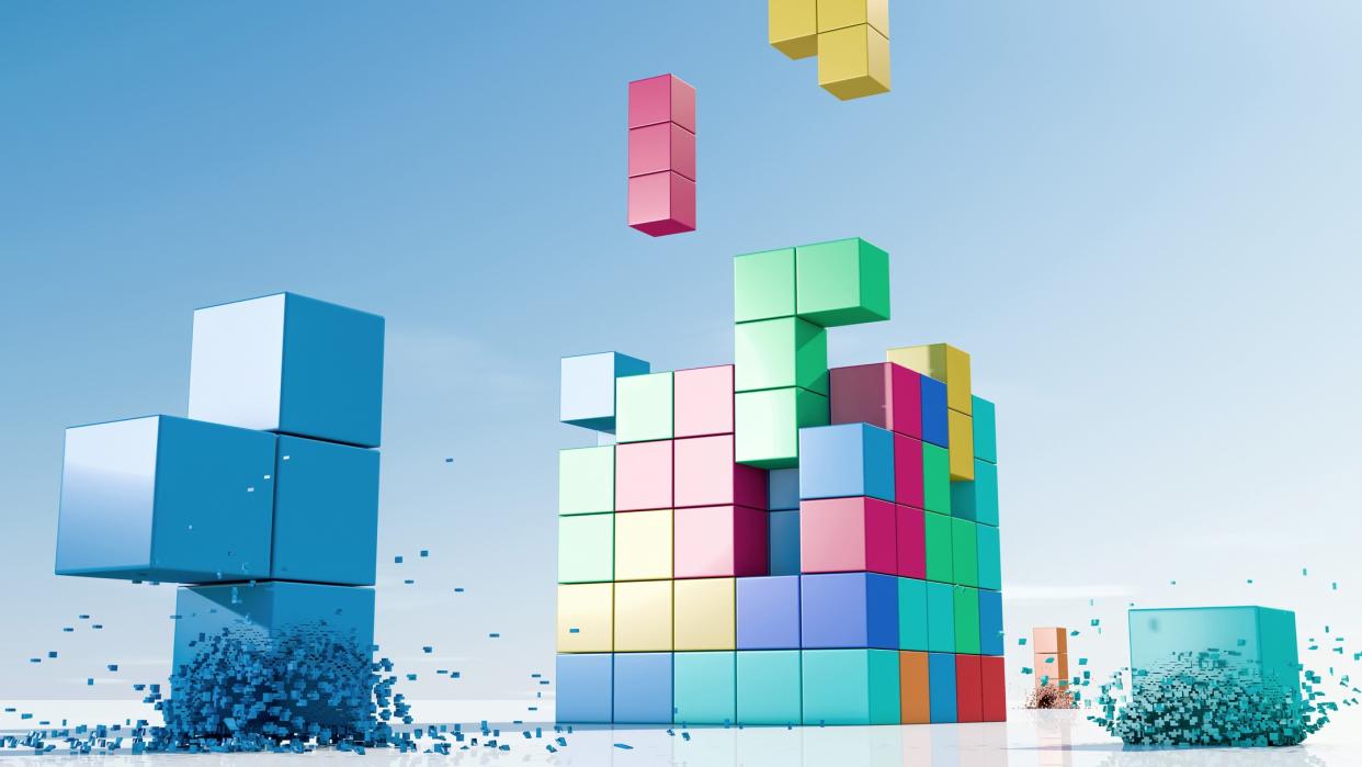  A visualisation of Tetris blocks falling. 
