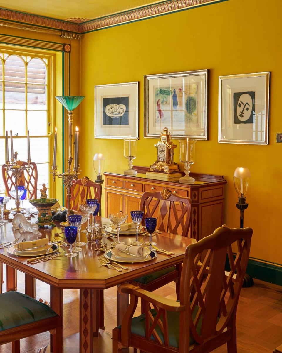 The dining room walls were painted in Mercury’s favourite colour (Knight Frank)