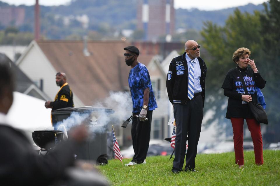 Bob Booker, a member of Phi Beta Sigma, stands at Knoxville College’s homecoming, Saturday, Oct. 23, 2021.