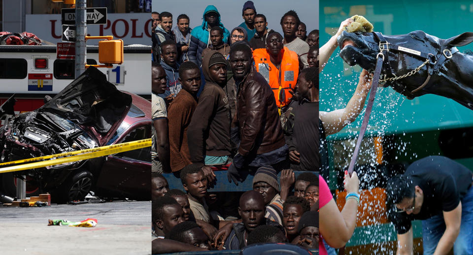 Migrants, Times Square, Always Dreaming & more — it happened today: May 18 in pictures