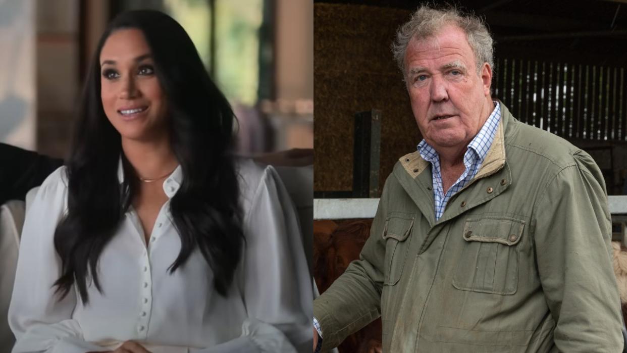  From Left to Right: Meghan Markle in Harry and Meghan and Jeremy Clarkson in Clarkson's Farm. 