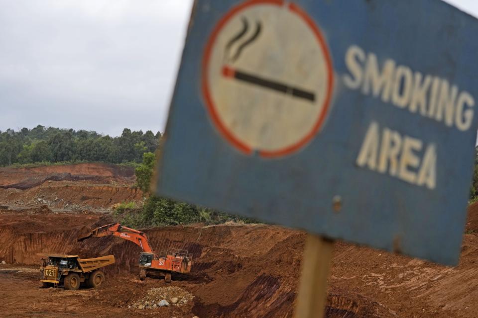 Employees work at PT Vale Indonesia's nickel processing plant in Sorowako, Indonesia, Tuesday, Sept. 12, 2023. As demand for materials needed for batteries, solar panels and other components vital for cutting global emissions rises, carbon emissions by miners and refiners will likewise rise unless companies actively work to decarbonize.(AP Photo/Dita Alangkara)