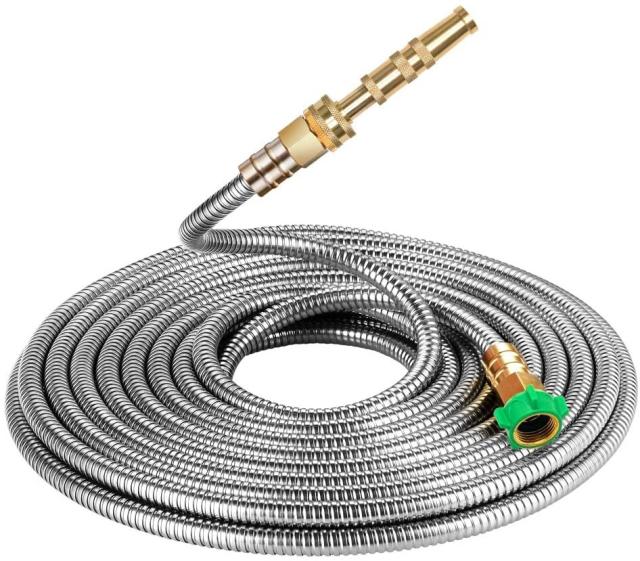 Short Stainless Steel Garden Hose 6 Ft – Lightweight Flexible Metal Garden  Hose - Thorn Proof Steel Metal Water Hose with Solid Fittings for Garden