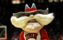 ALBUQUERQUE, NM - MARCH 15: The UNLV Rebels mascot walks on the court during the first half against the Colorado Buffaloes during the second round of the 2012 NCAA Men's Basketball Tournament at The Pit on March 15, 2012 in Albuquerque, New Mexico. (Photo by Ronald Martinez/Getty Images)