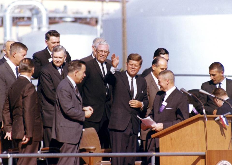 President John F. Kennedy visited Hanford 60 years ago on Sept. 26, 1963, for the ceremonial groundbreaking on a steam plant that would allow N Reactor to produce electricity in addition to plutonium for nuclear weapons. The public was allowed on Hanford for the visit and about 37,000 people attended.