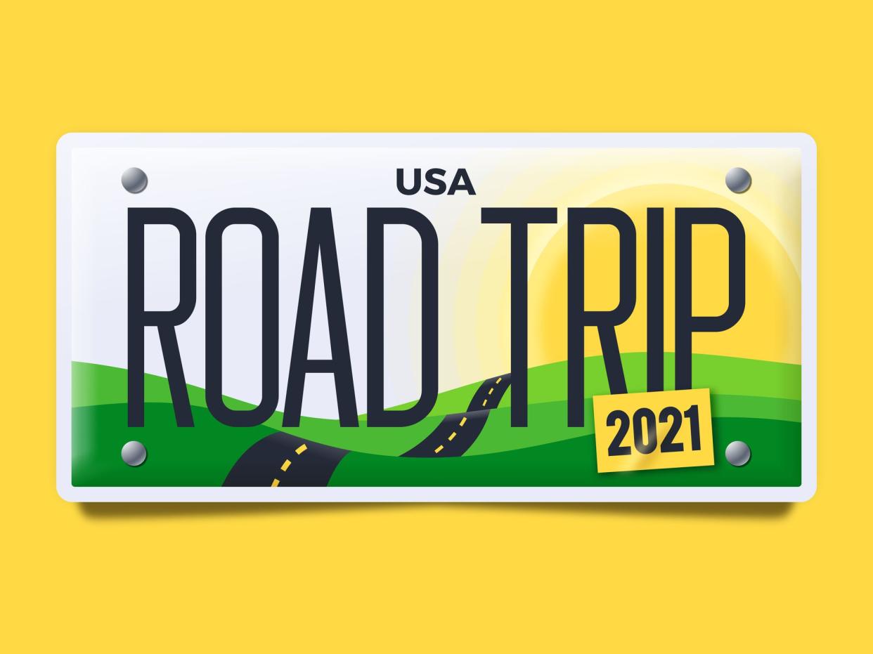 Summer USA road trip license plate 2021 design.