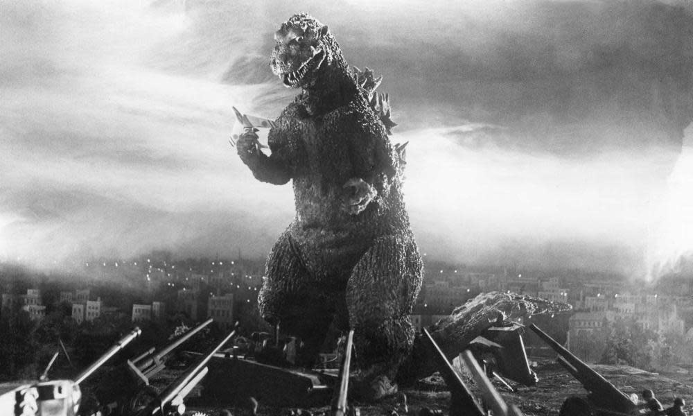 A still from the 1954 film Godzilla.