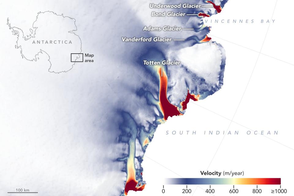 antarctica melting velocity map