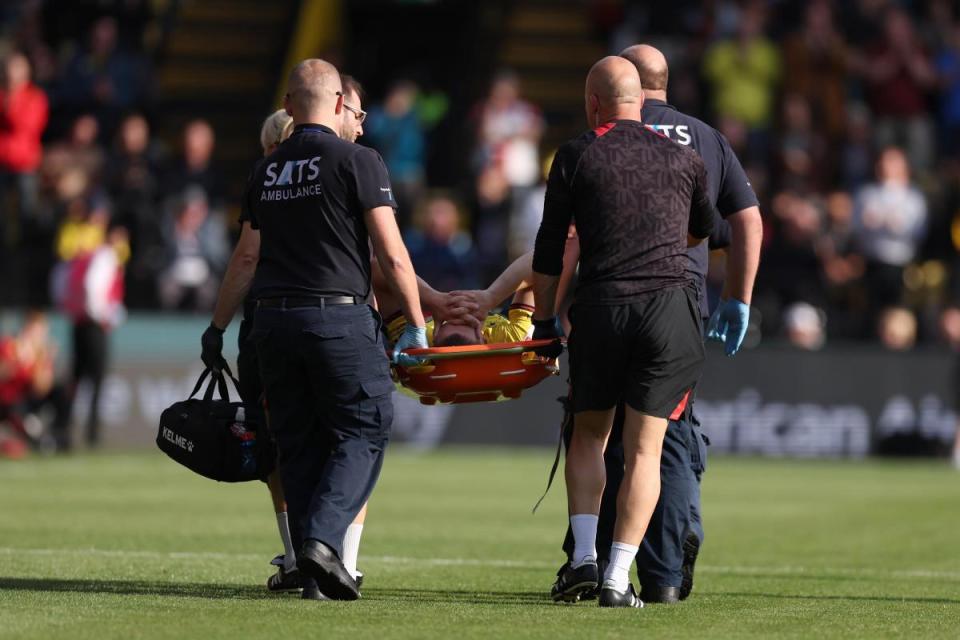 Giorgi Chakvetadze is stretchered off. <i>(Image: PA)</i>