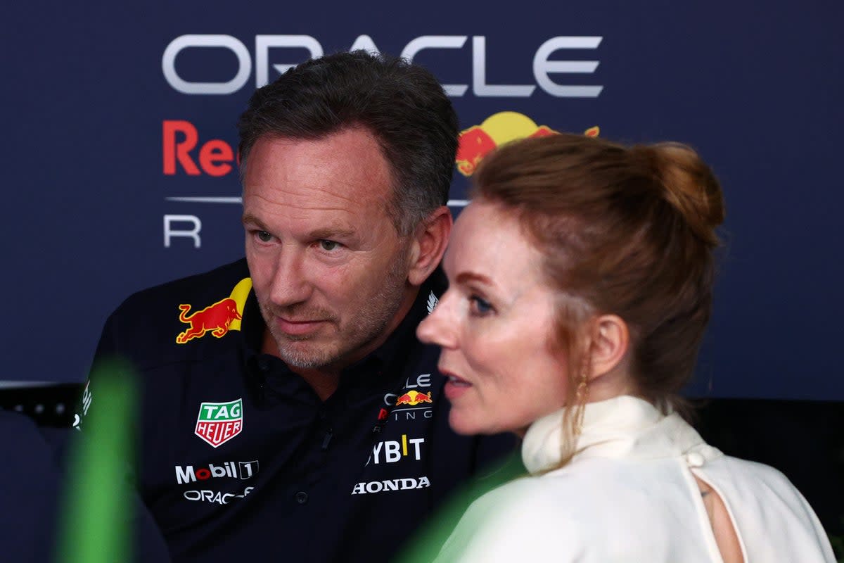 Christian Horner (pictured with wife Geri Halliwell) was cleared of ‘inappropriate behaviour’ after a Red Bull investigation (Getty Images)