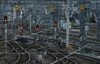 Rail tracks are seen at the French state-owned railway company SNCF's station in Bordeaux, France, March 13, 2018. REUTERS/Regis Duvignau