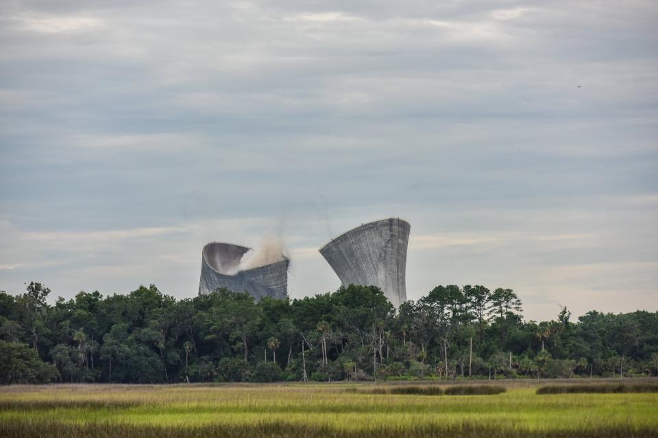 An implosion brought down the cooling towers at the St. Johns River Power Park on  June 16, 2018 on the Northside of Jacksonville. JEA is revving up plans to redevelop the site that's largely vacant now.