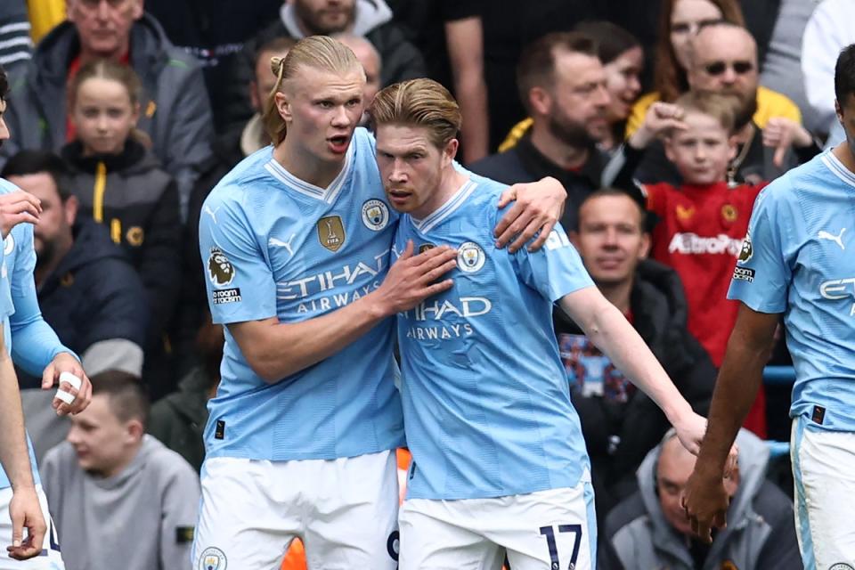 De Bruyne believes Erling Haaland’s achievements this season have been overshadowed by his prolific form last year. (AFP via Getty Images)