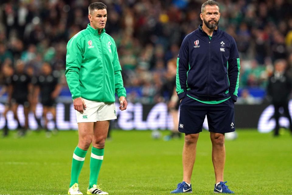Ireland head coach Andy Farrell, right, has to replace fly half and captain Johnny Sexton for the Six Nations  (PA Wire)