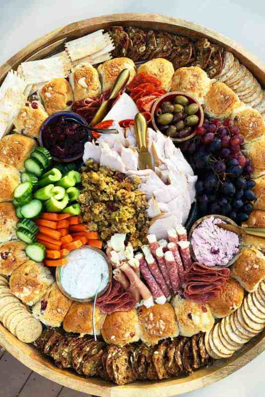 <p>Reluctant Entertainer</p><p>Making a charcuterie board with leftovers is easy! Create this Leftover Thanksgiving Epic Charcuterie Board with turkey, stuffing and cranberry sauce!</p><p><strong>Get the recipe: <a href="https://reluctantentertainer.com/leftover-thanksgiving-epic-charcuterie-board/" rel="nofollow noopener" target="_blank" data-ylk="slk:Leftover Thanksgiving Charcuterie Board;elm:context_link;itc:0;sec:content-canvas" class="link ">Leftover Thanksgiving Charcuterie Board</a></strong></p>