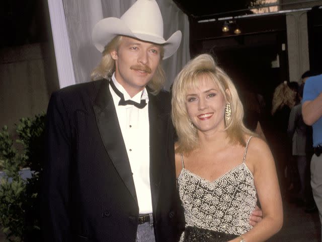 <p>Ron Galella/Ron Galella Collection/Getty </p> Alan Jackson and wife Denise Jackson during the 27th Annual Academy of Country Music Awards.