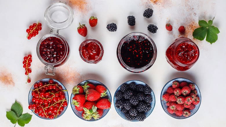 Jars of fruits and jams