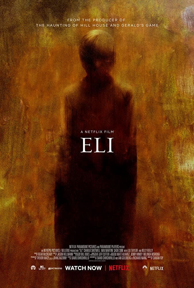 <p><em>Eli</em> is about an 11-year-old boy and his parents, who, desperate for a cure for his debilitating illness, check him into an isolated hospital. It’s probably safe to assume that they later come to regret that decision.</p><p><a class="link " href="https://www.netflix.com/title/80206910" rel="nofollow noopener" target="_blank" data-ylk="slk:WATCH NOW;elm:context_link;itc:0;sec:content-canvas">WATCH NOW</a></p>