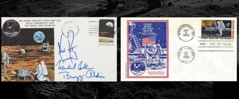 Apollo 11 First Man on the Moon First Day Cover, and Buzz Aldrin's Insurance Cover