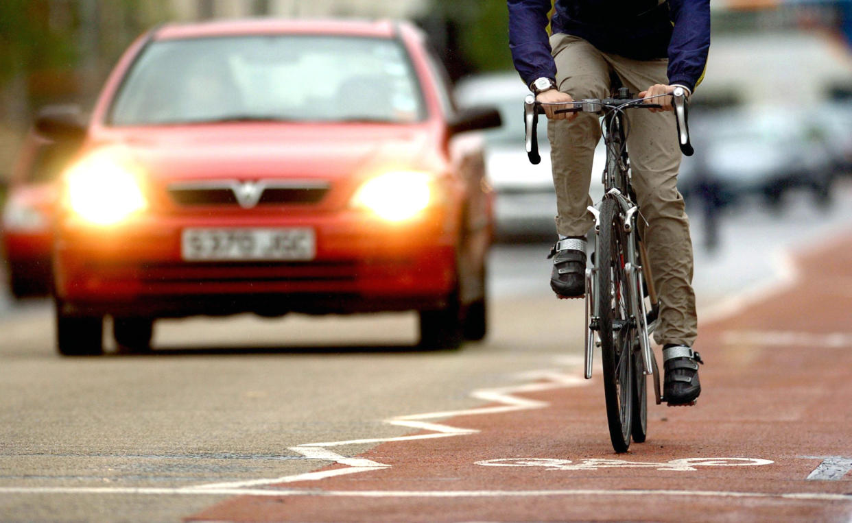 EMBARGOED TO 0001 THURSDAY DECEMBER 30 Undated file photo of a a cyclist using a cycle lane alongside heavy traffic in Cambridge. Major changes to the Highway Code risk being ineffective due to not being widely promoted, road safety campaigners have warned. Charity Cycling UK told the PA news agency that a 