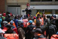 Delivery workers for Rappi and other delivery apps protest as part of a strike to demand better wages and working conditions, amid the coronavirus disease (COVID-19) outbreak, in Bogota