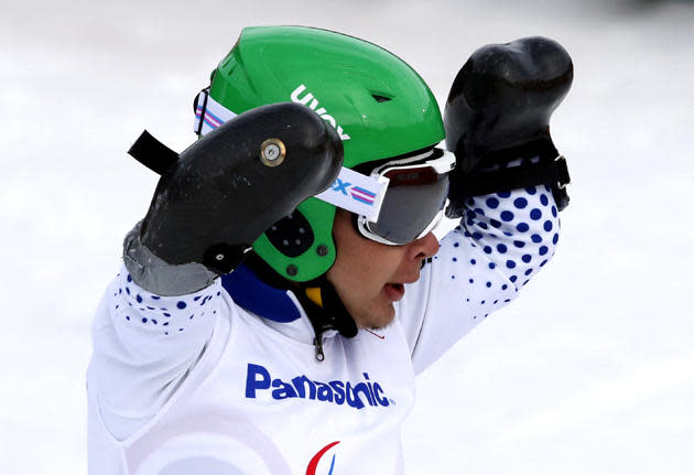 <div><span>DISBELIEF - Spain's Yon Santacana Maiztegui reacts to winning the gold medal during the men's alpine downhill for the visually impaired at the 2014 Sochi Paralympic Winter Games at Rosa Khutor.</span></div>