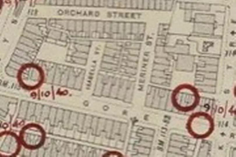 A map showing the areas of Greenheys hit during the Manchester Blitz -Credit:Submit