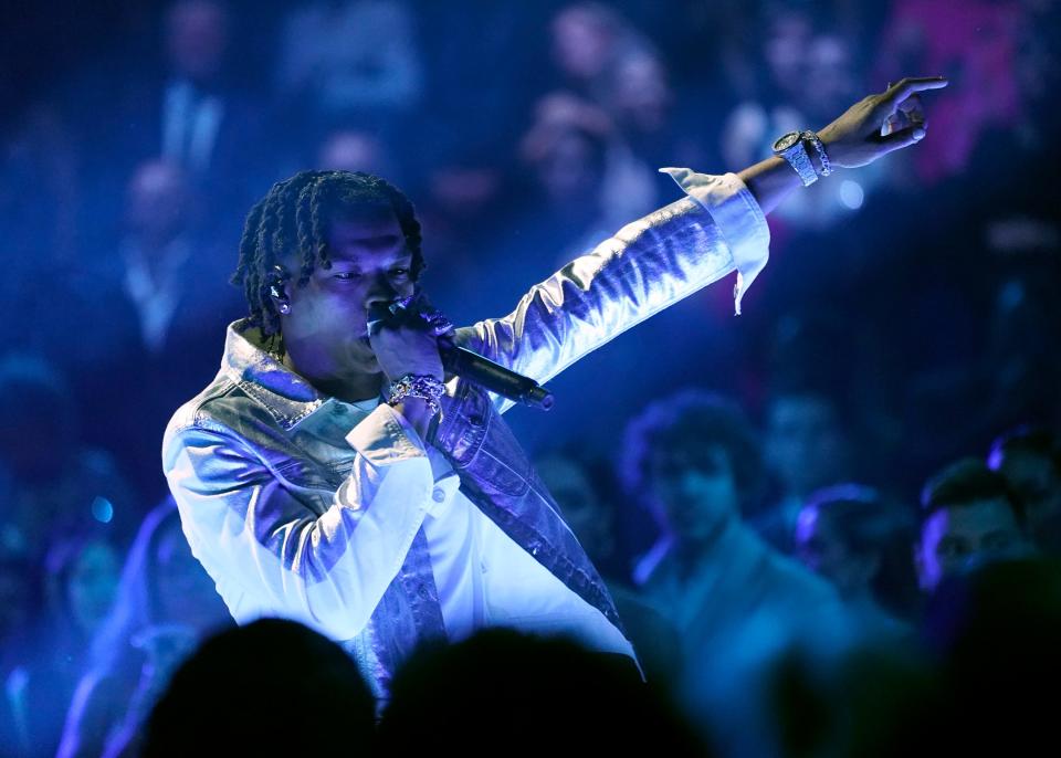 Lil Baby (pictured here performing at the 65th annual Grammy Awards on Sunday, Feb. 5, 2023, in Los Angeles) will play Amalie Arena on Sept. 15.