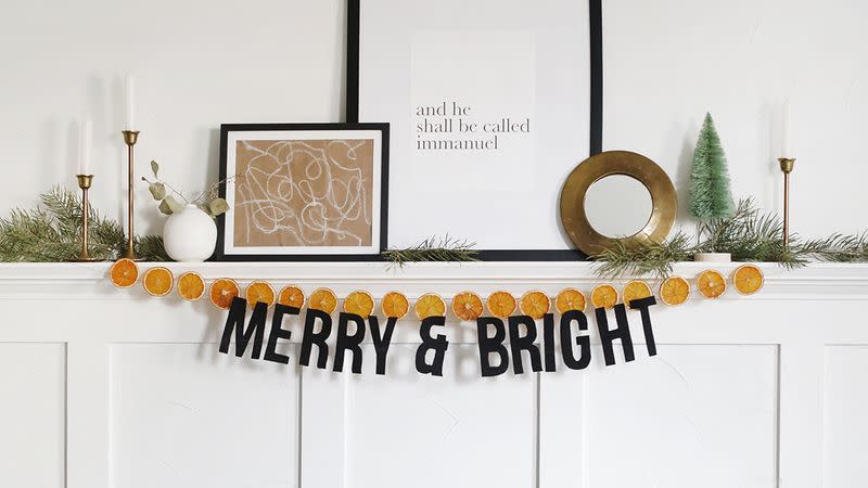 christmas garland merry and bright dried orange slices